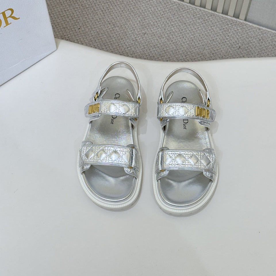 DIOR BACK-STRAP SANDALS 25S IN SILVER CALFSKIN - 35