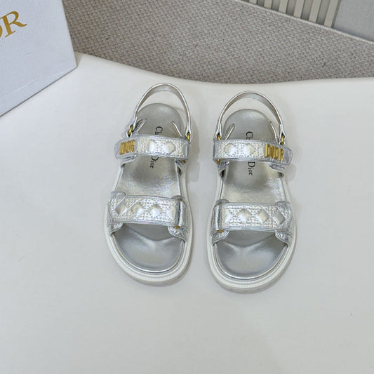DIOR BACK-STRAP SANDALS 25S IN SILVER CALFSKIN - 35