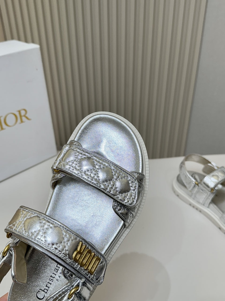 DIOR BACK-STRAP SANDALS 25S IN SILVER CALFSKIN - 35