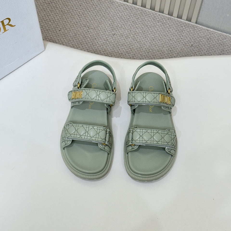 DIOR BACK-STRAP SANDALS 25S IN PALE TEAL GRAY CALFSKIN - 35