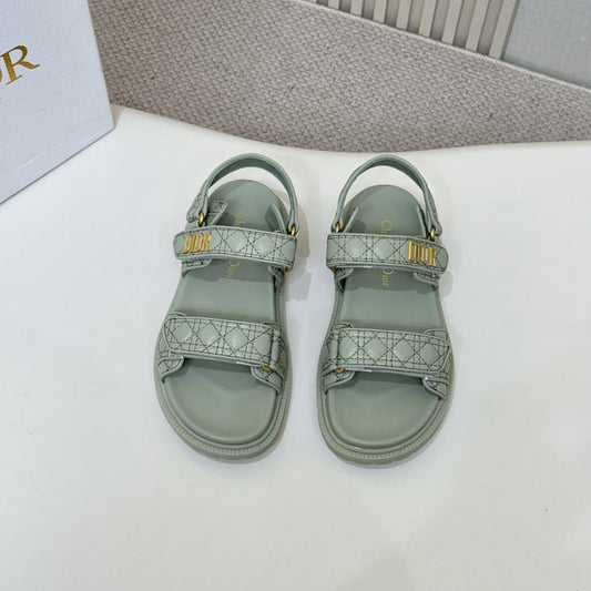 DIOR BACK-STRAP SANDALS 25S IN PALE TEAL GRAY CALFSKIN - 35