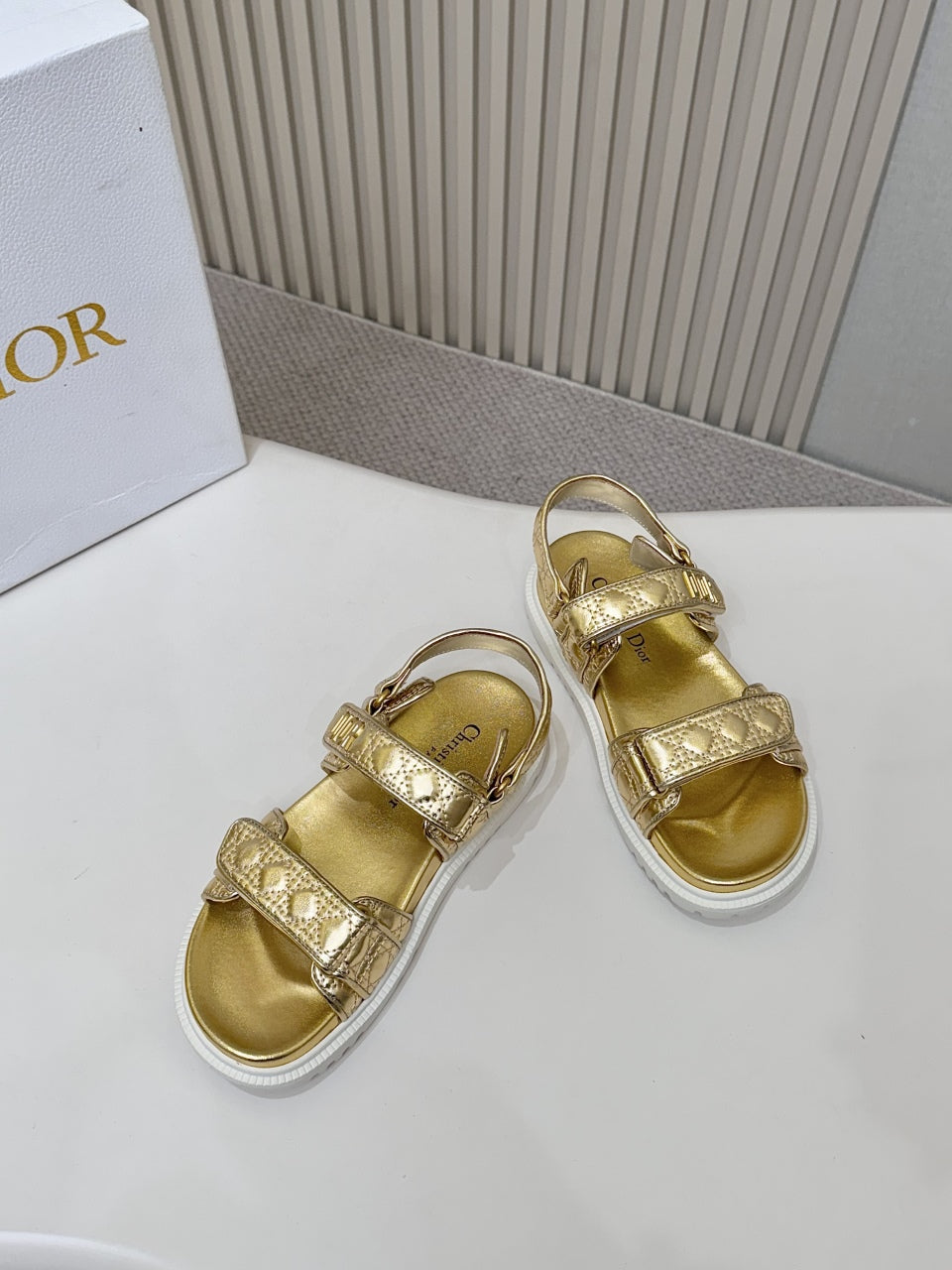DIOR BACK-STRAP SANDALS 25S IN GOLD CALFSKIN - 35