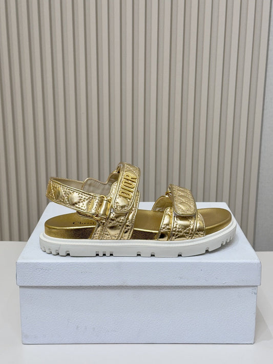 DIOR BACK-STRAP SANDALS 25S IN GOLD CALFSKIN - 35