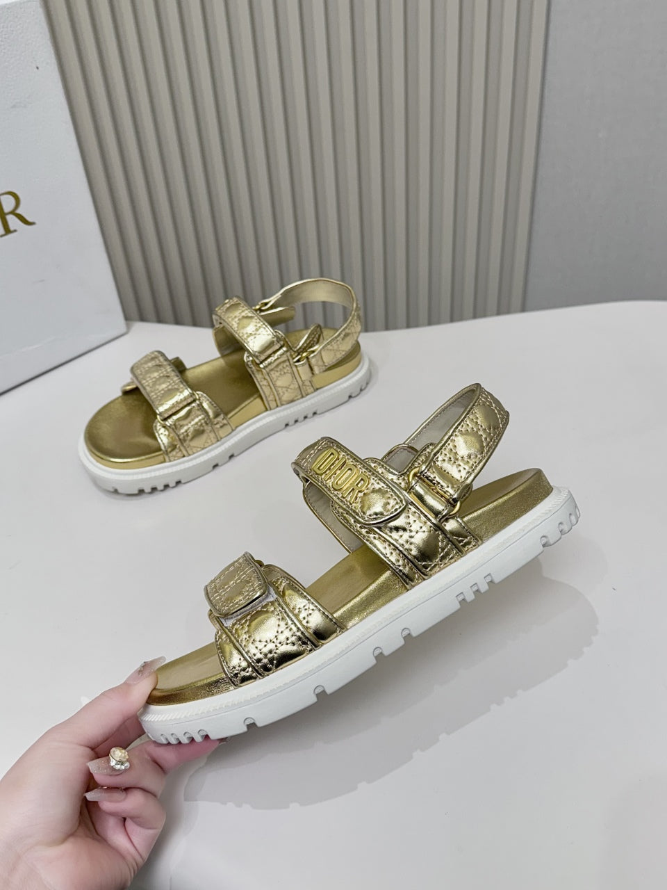 DIOR BACK-STRAP SANDALS 25S IN GOLD CALFSKIN - 35