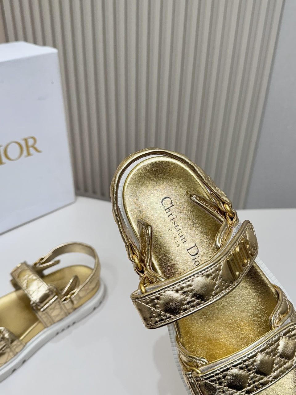 DIOR BACK-STRAP SANDALS 25S IN GOLD CALFSKIN - 35