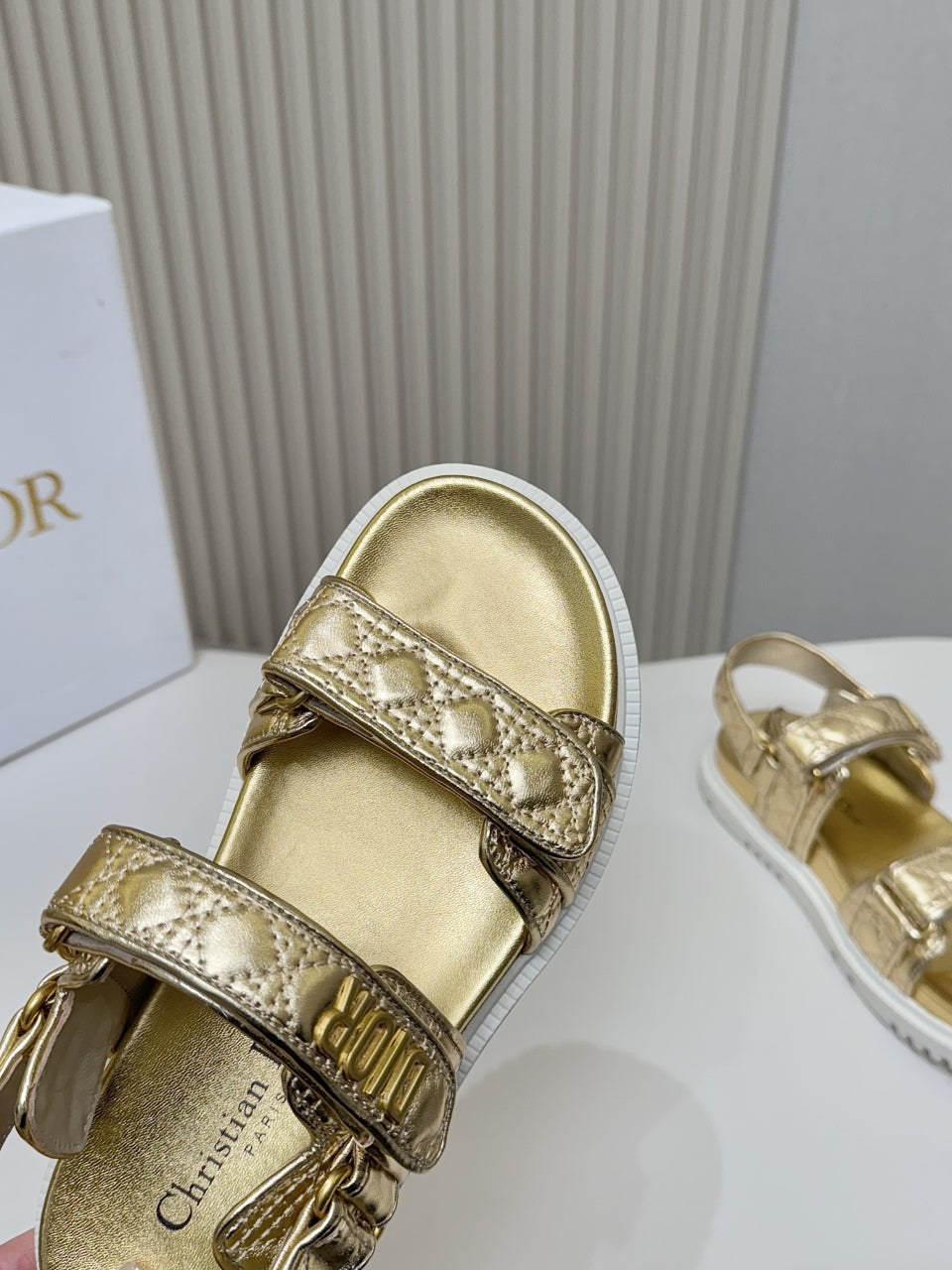 DIOR BACK-STRAP SANDALS 25S IN GOLD CALFSKIN - 35