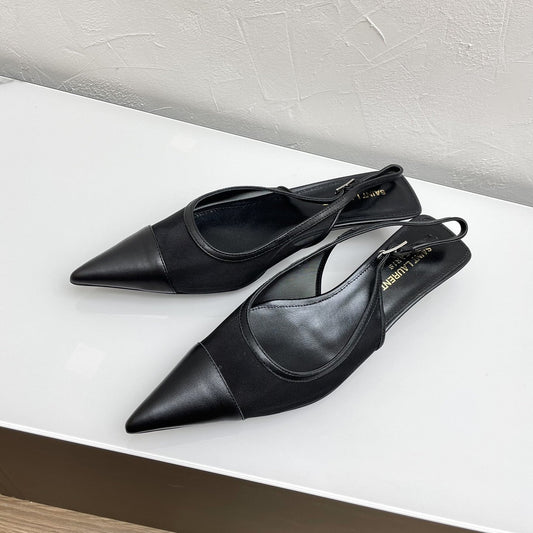 OXALIS SLINGBACK PUMPS 30 IN MESH BLACK LEATHER - 35