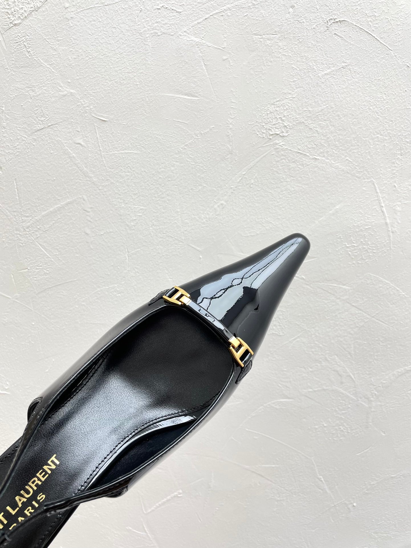 CARINE SLINGBACK PUMPS 45 IN PATENT BLACK LEATHER - 35