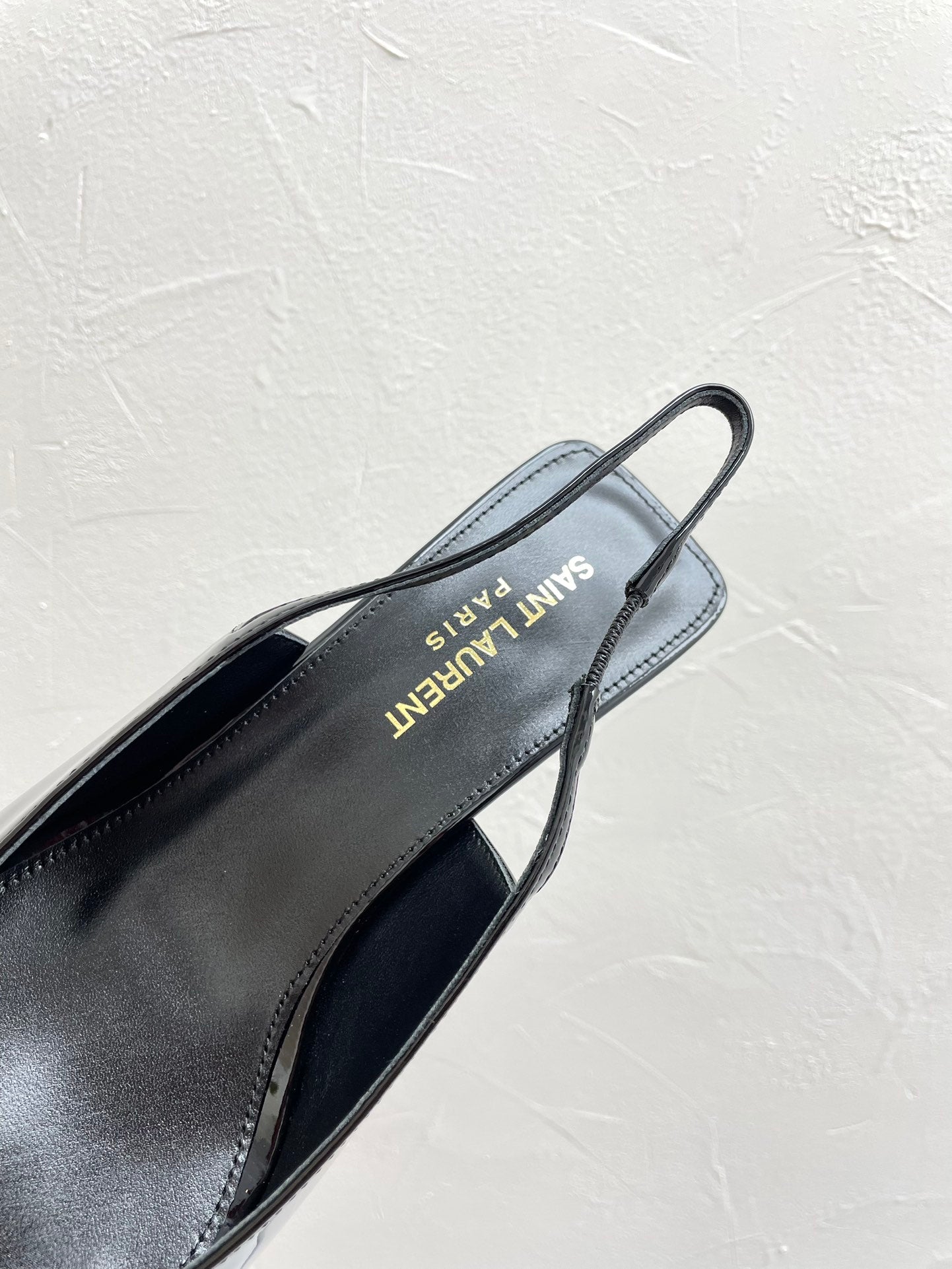 CARINE SLINGBACK PUMPS 45 IN PATENT BLACK LEATHER - 35