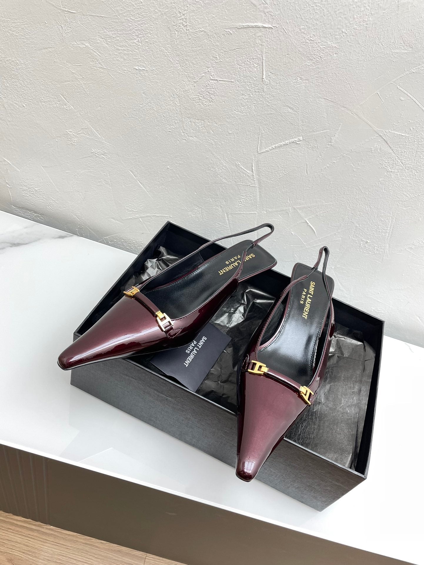 CARINE SLINGBACK PUMPS 45 IN PATENT MAROON LEATHER - 35