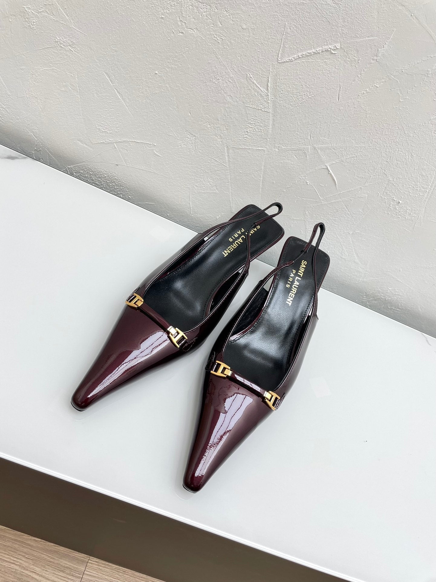CARINE SLINGBACK PUMPS 45 IN PATENT MAROON LEATHER - 35