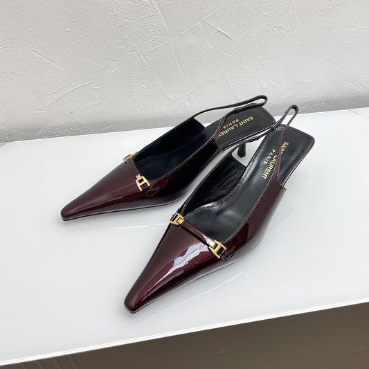 CARINE SLINGBACK PUMPS 45 IN PATENT MAROON LEATHER - 35