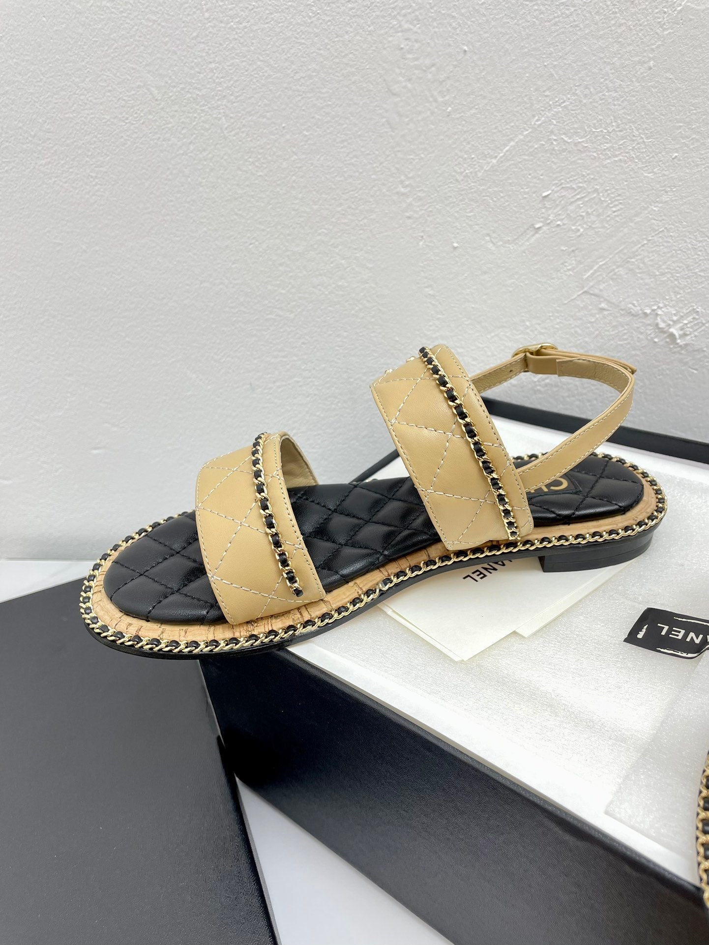 DOUBLE STRAPS SANDALS IN YELLOW CREAM LAMBSKIN - 35