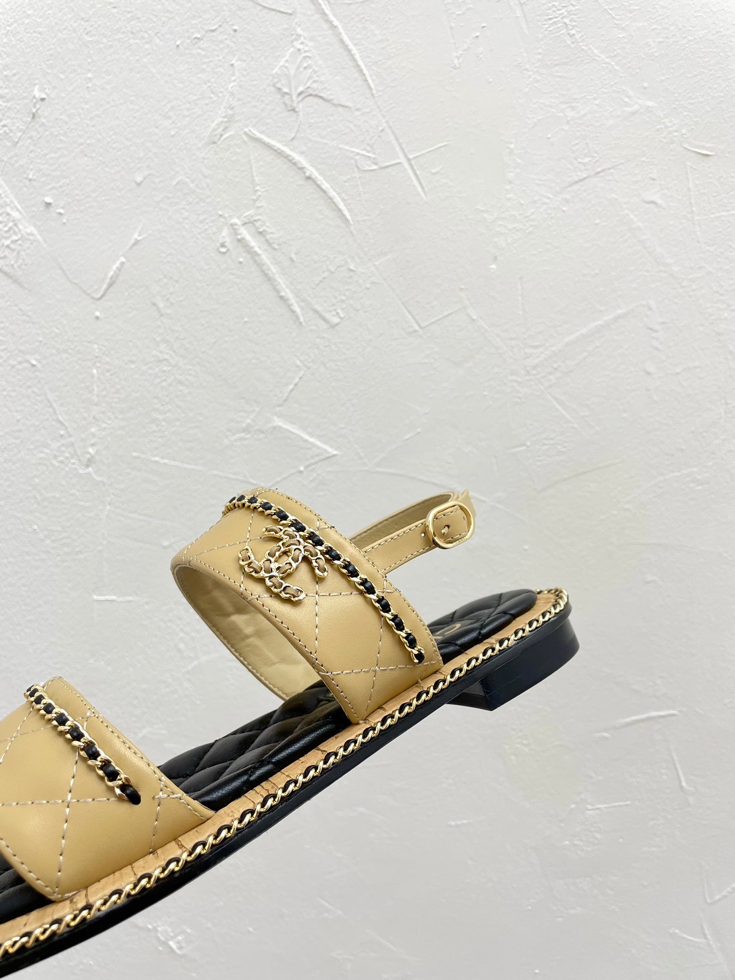 DOUBLE STRAPS SANDALS IN YELLOW CREAM LAMBSKIN - 35