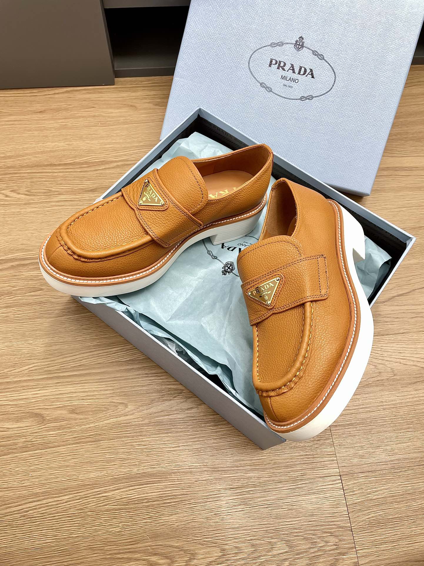 PRA CHOCOLATE LOAFERS BRONZE CALFSKIN - 34