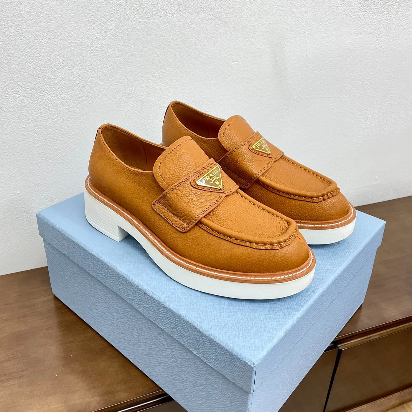 PRA CHOCOLATE LOAFERS BRONZE CALFSKIN - 34