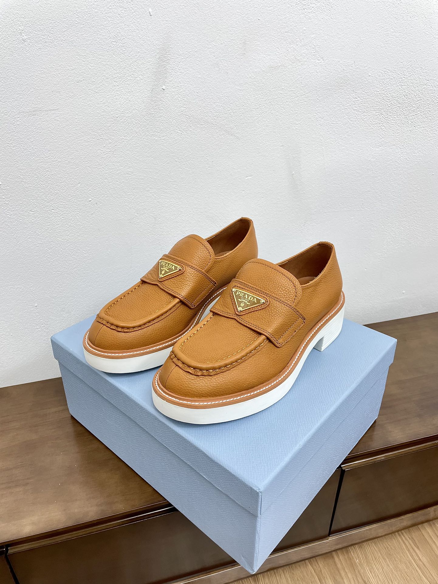 PRA CHOCOLATE LOAFERS BRONZE CALFSKIN - 34