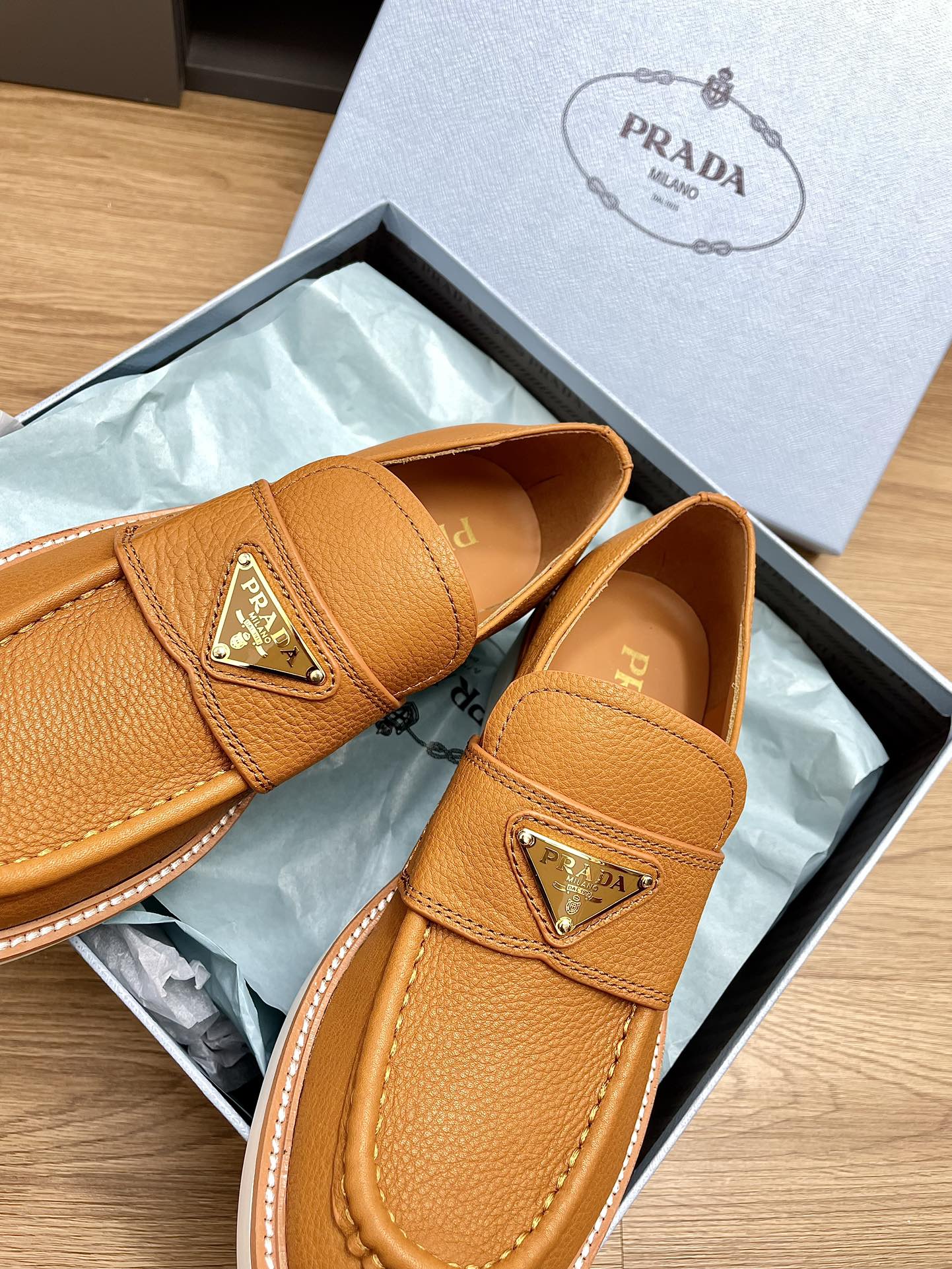 PRA CHOCOLATE LOAFERS BRONZE CALFSKIN - 34