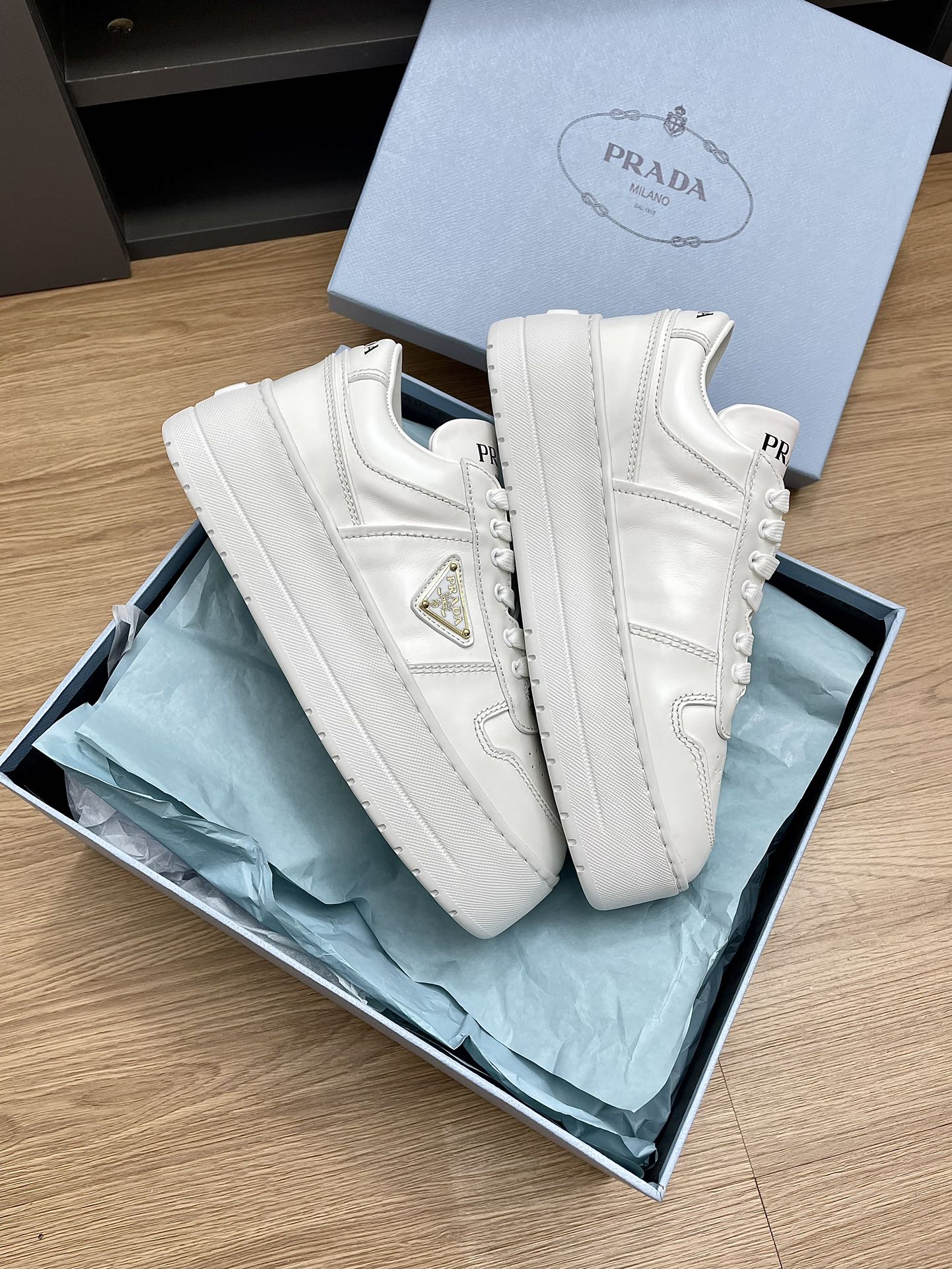 PRA DOWNTOWN BOLD SNEAKERS WHITE CALFSKIN - 35