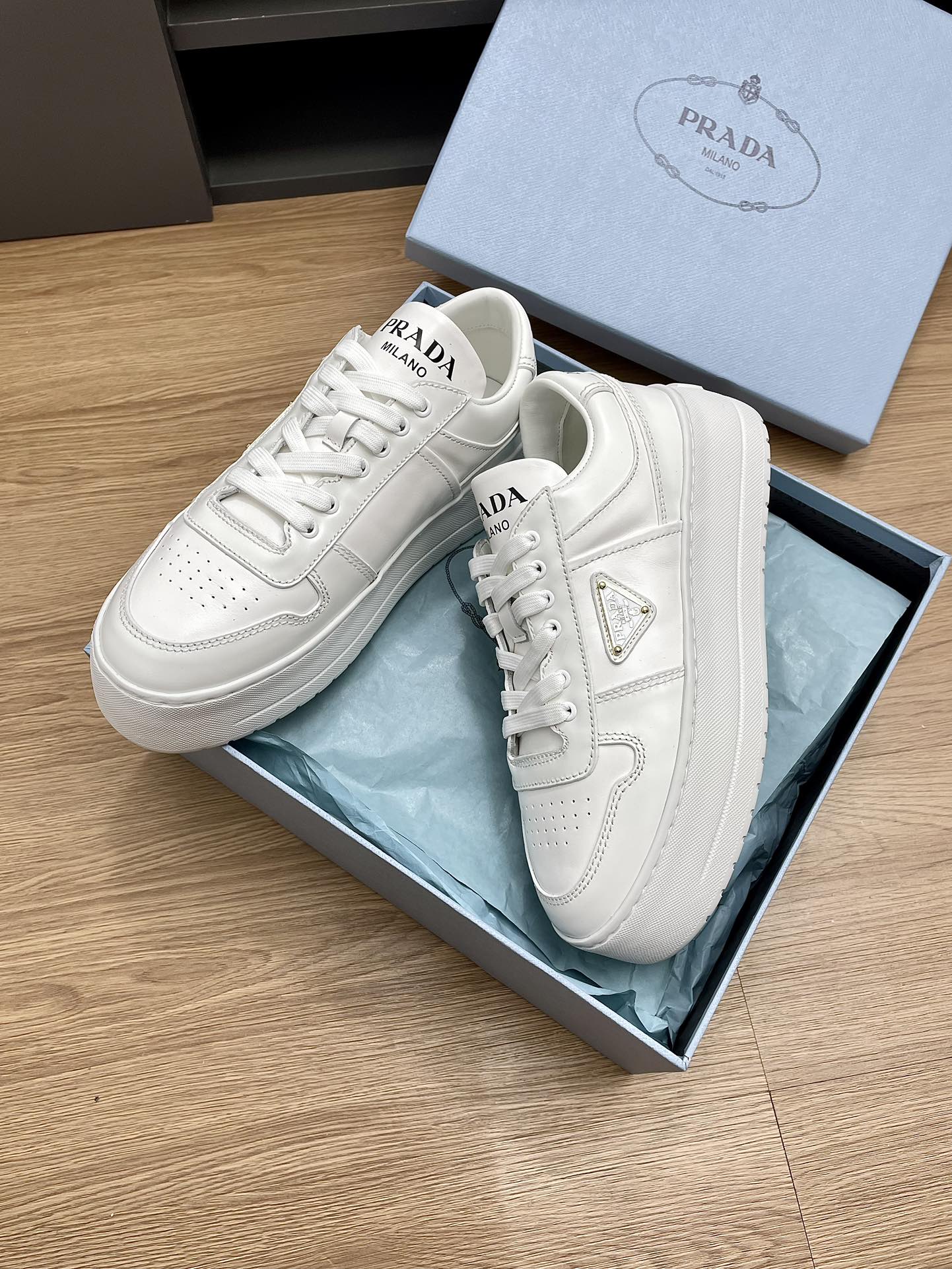 PRA DOWNTOWN BOLD SNEAKERS WHITE CALFSKIN - 35