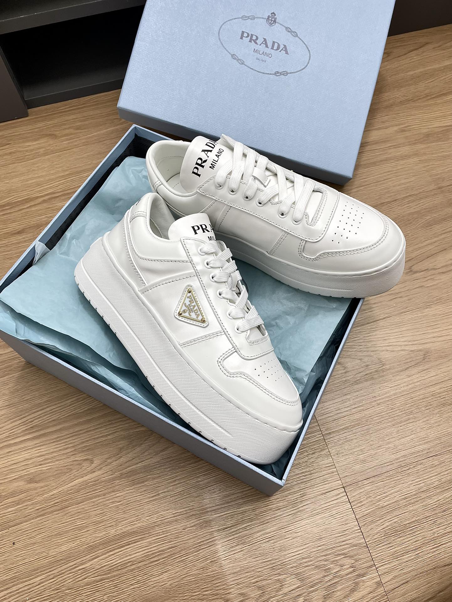 PRA DOWNTOWN BOLD SNEAKERS WHITE CALFSKIN - 35