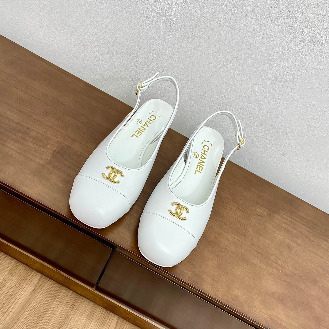 HIGH SLINGBACKS WHITE CALFSKIN - 35