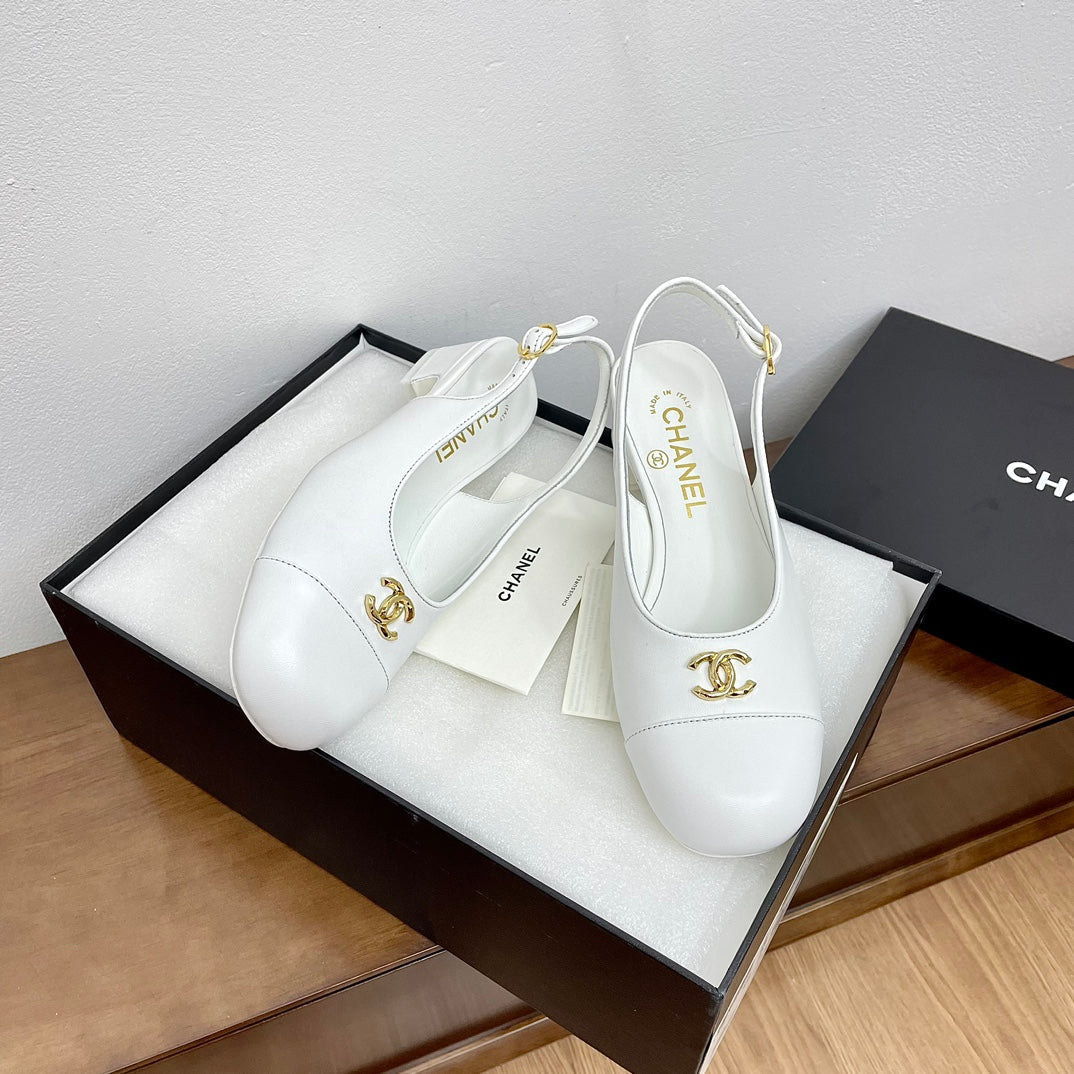 HIGH SLINGBACKS WHITE CALFSKIN - 35
