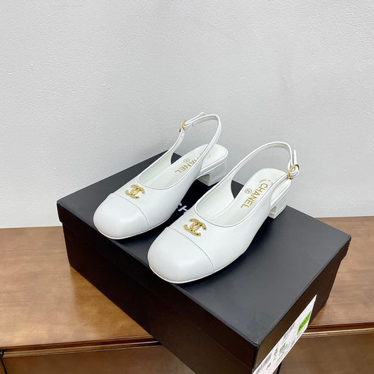 HIGH SLINGBACKS WHITE CALFSKIN - 35