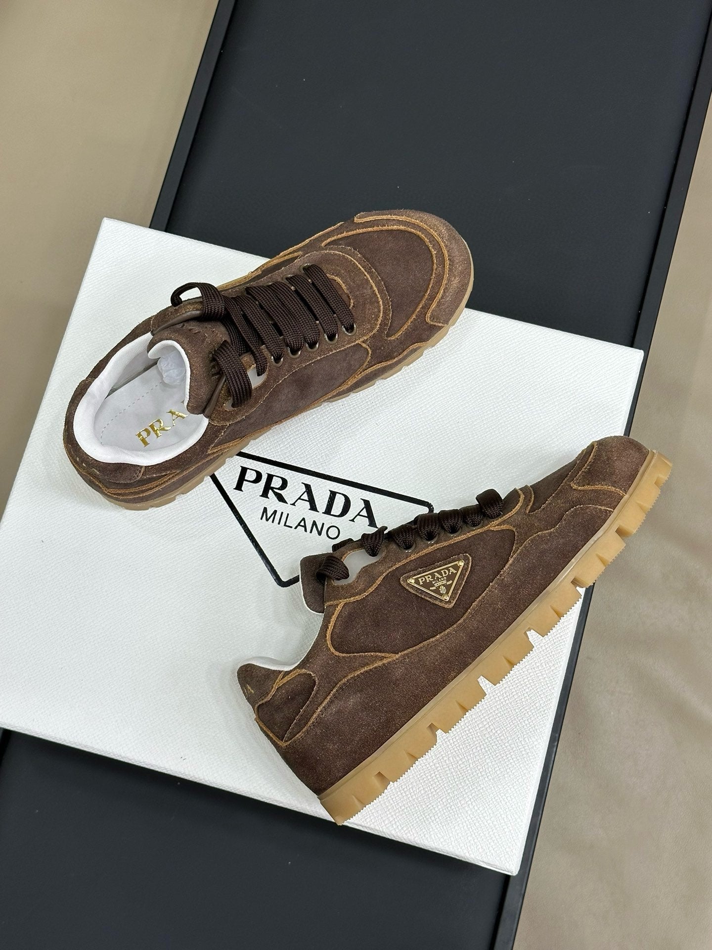 PRA TRAIL FADED SUEDE SNEAKERS BROWN - 35