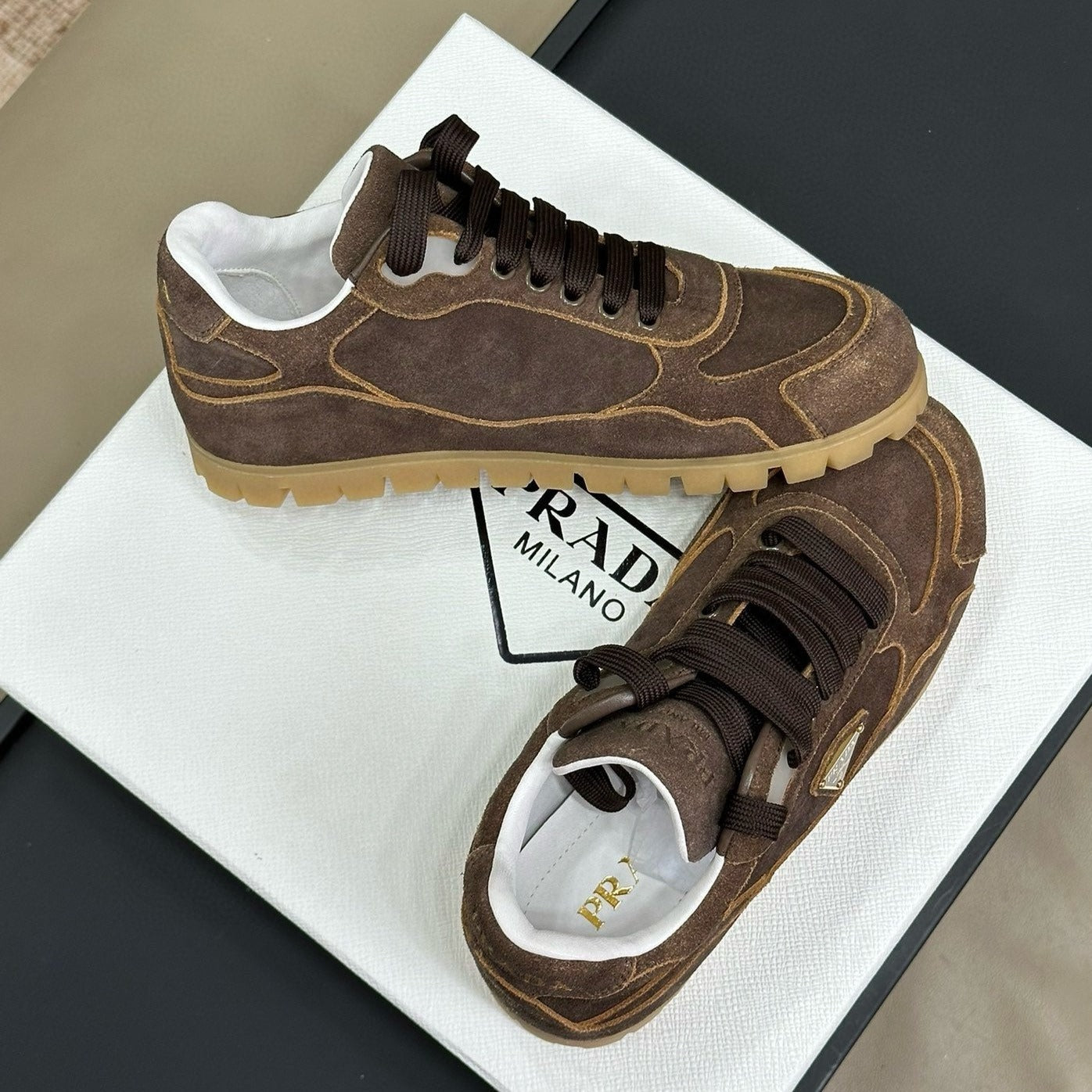 PRA TRAIL FADED SUEDE SNEAKERS BROWN - 35