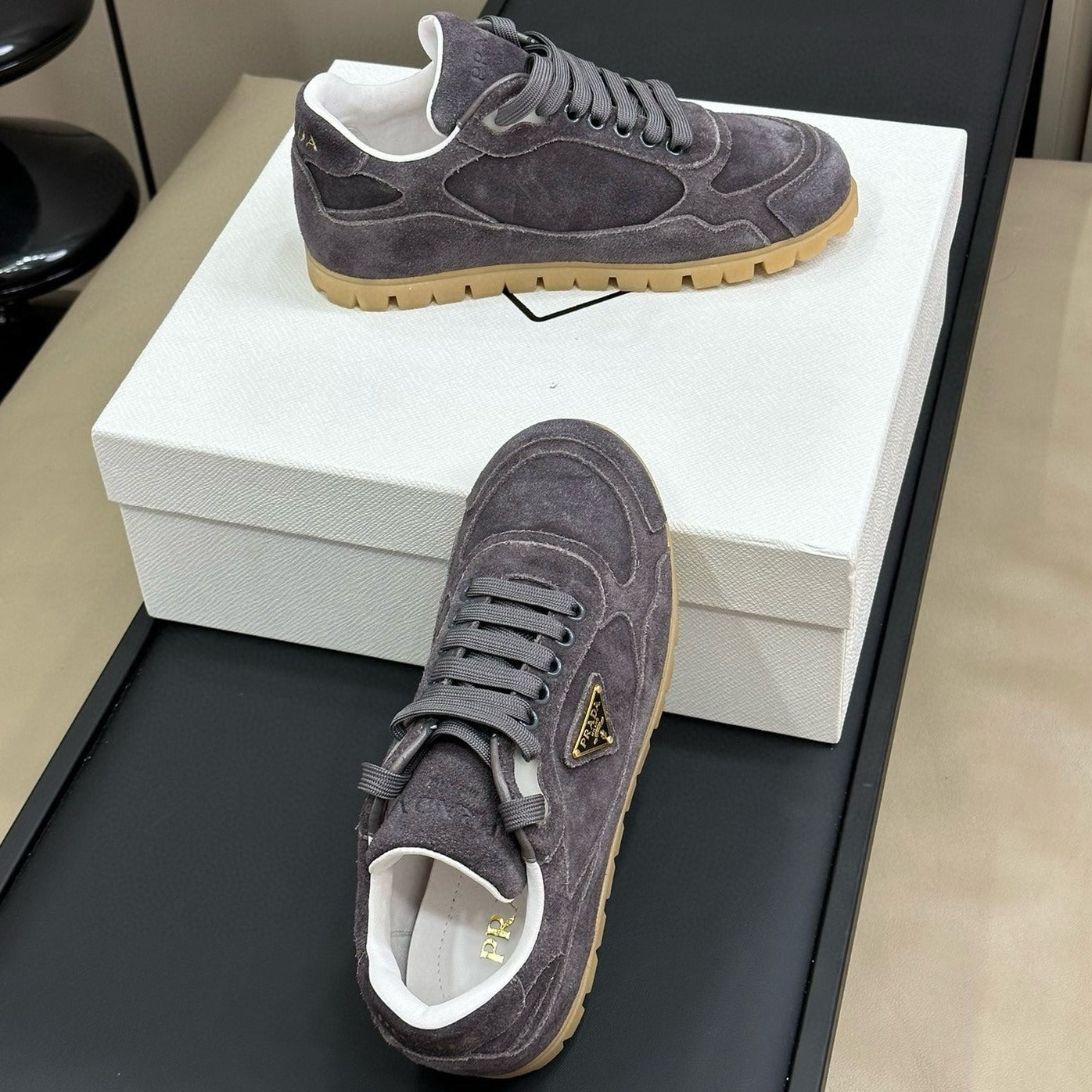 PRA TRAIL FADED SUEDE SNEAKERS CHARCOAL - 35