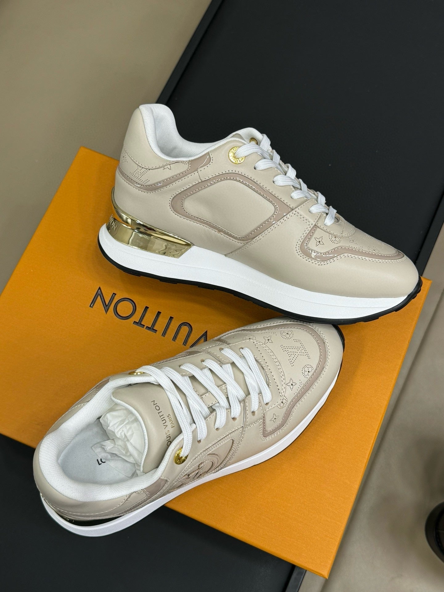 LV NEO RUN AWAY SNEAKER IN KHAKI TAN CALFSKIN - 34