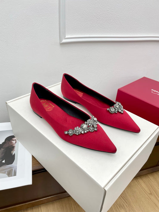 EFFLORESCENCE BALLERINAS IN RED GLITTER FABRIC - 34