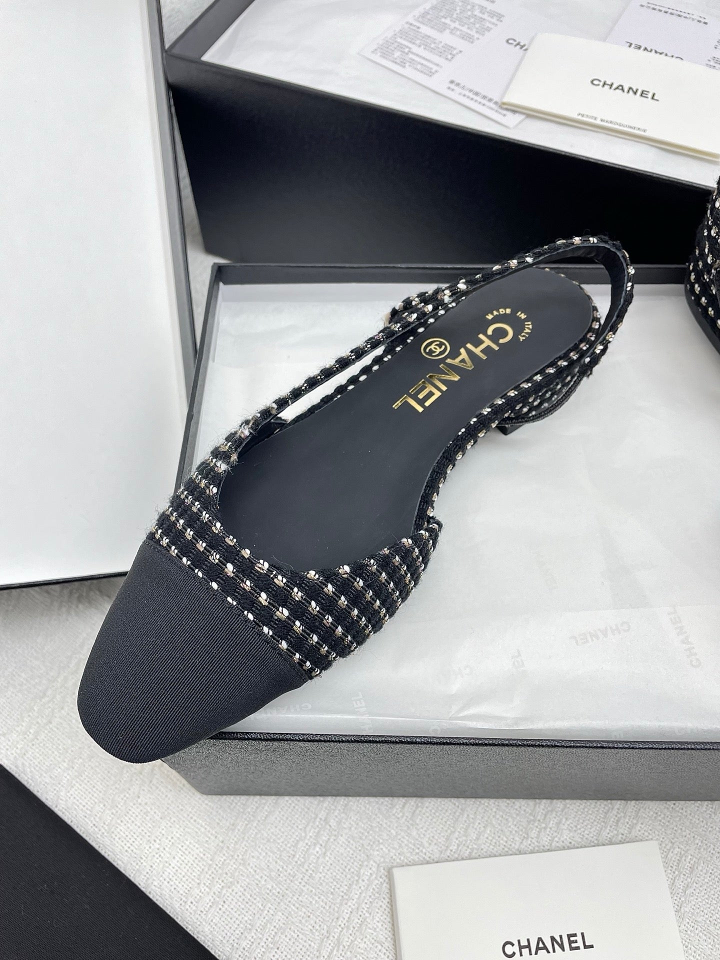 CC SLINGBACK 25S 25 MM IN BLACK TWEED AND FABRIC - 35