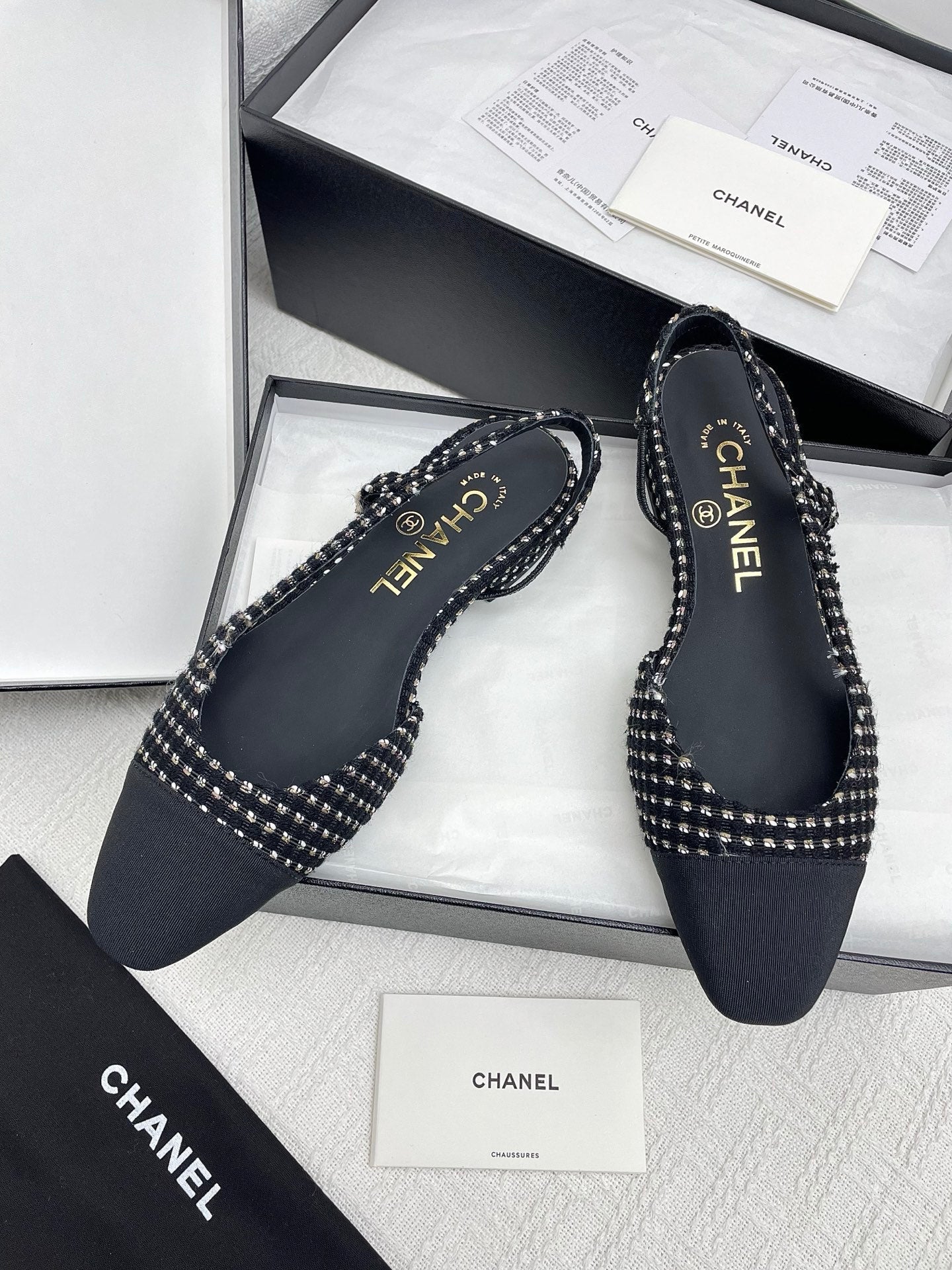 CC SLINGBACK 25S 25 MM IN BLACK TWEED AND FABRIC - 35