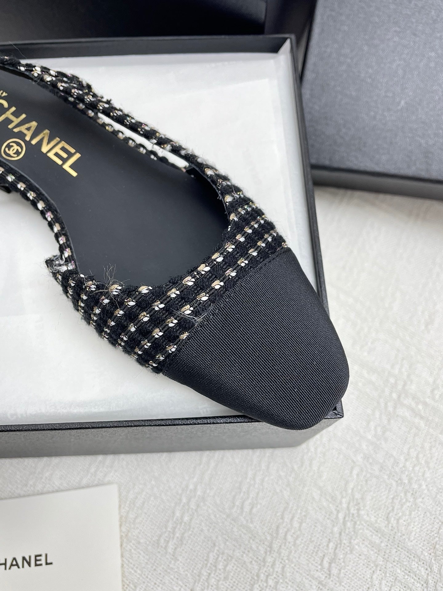 CC SLINGBACK 25S 25 MM IN BLACK TWEED AND FABRIC - 35