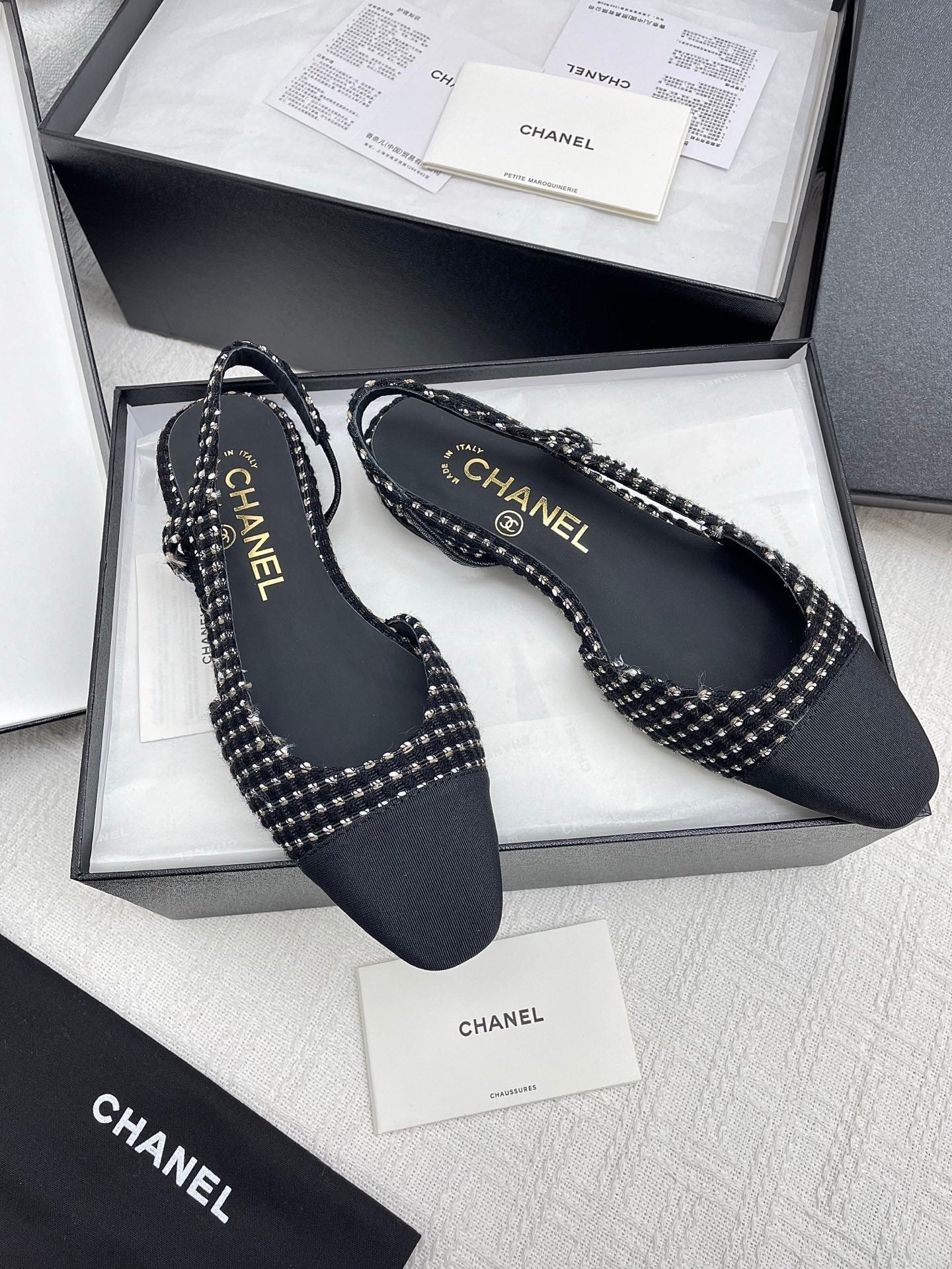 CC SLINGBACK 25S 25 MM IN BLACK TWEED AND FABRIC - 35