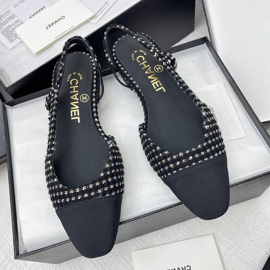 CC SLINGBACK 25S 25 MM IN BLACK TWEED AND FABRIC - 35