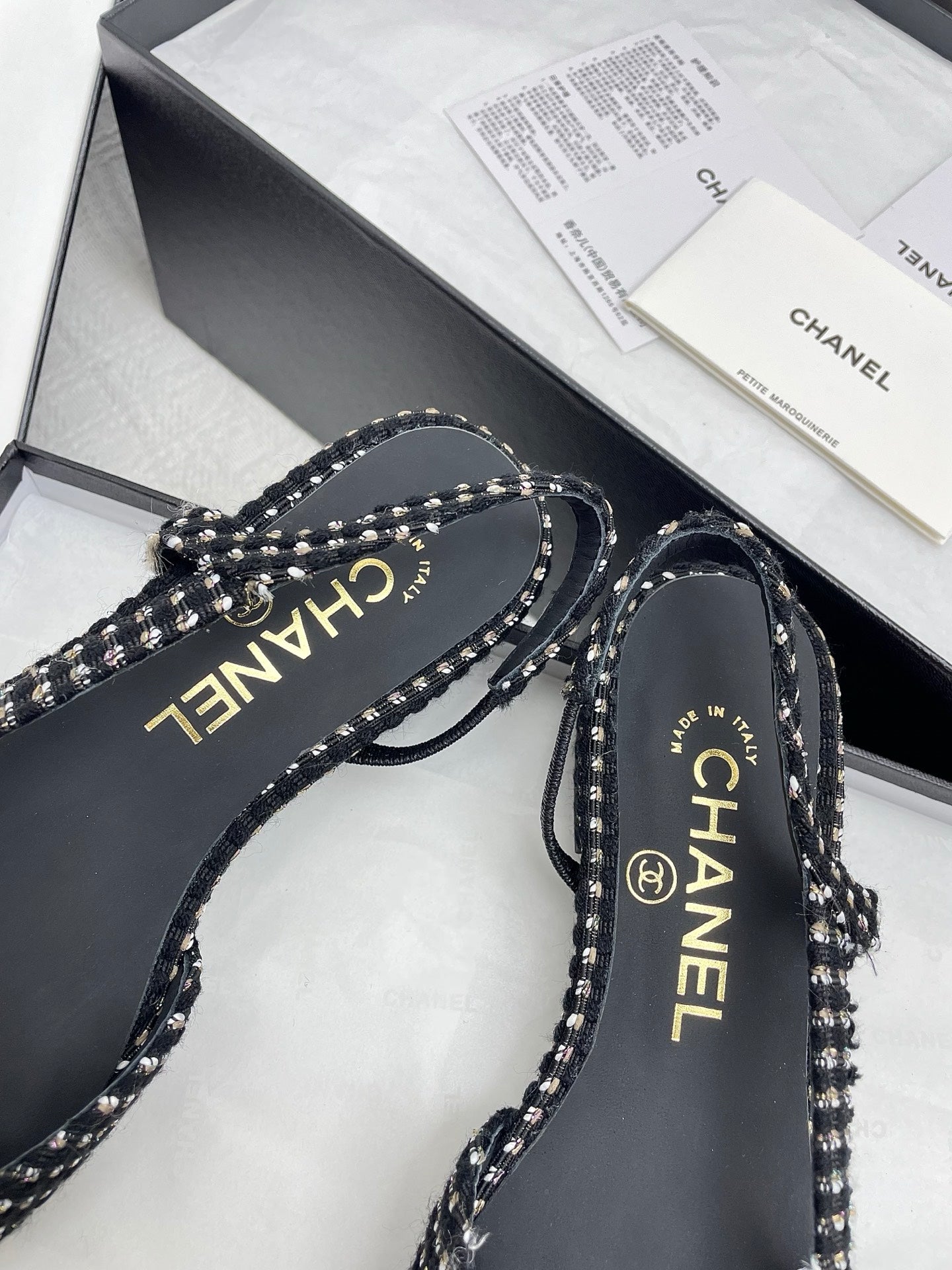 CC SLINGBACK 25S 25 MM IN BLACK TWEED AND FABRIC - 35