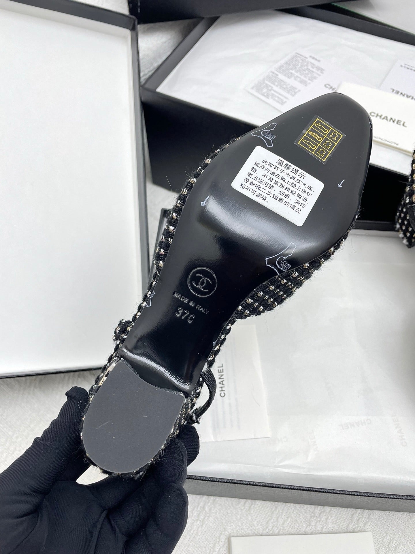 CC SLINGBACK 25S 65 MM IN BLACK TWEED AND FABRIC - 35