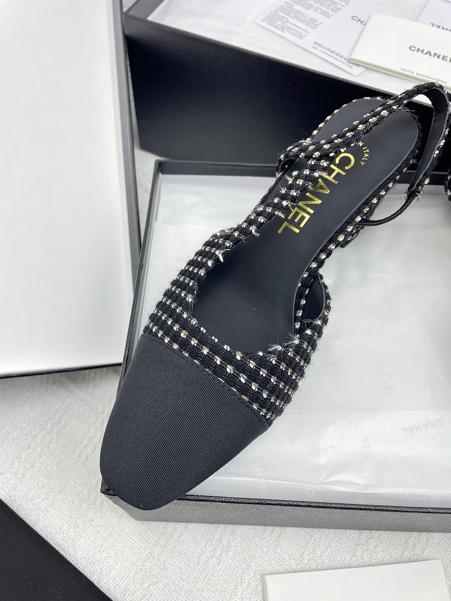 CC SLINGBACK 25S 65 MM IN BLACK TWEED AND FABRIC - 35