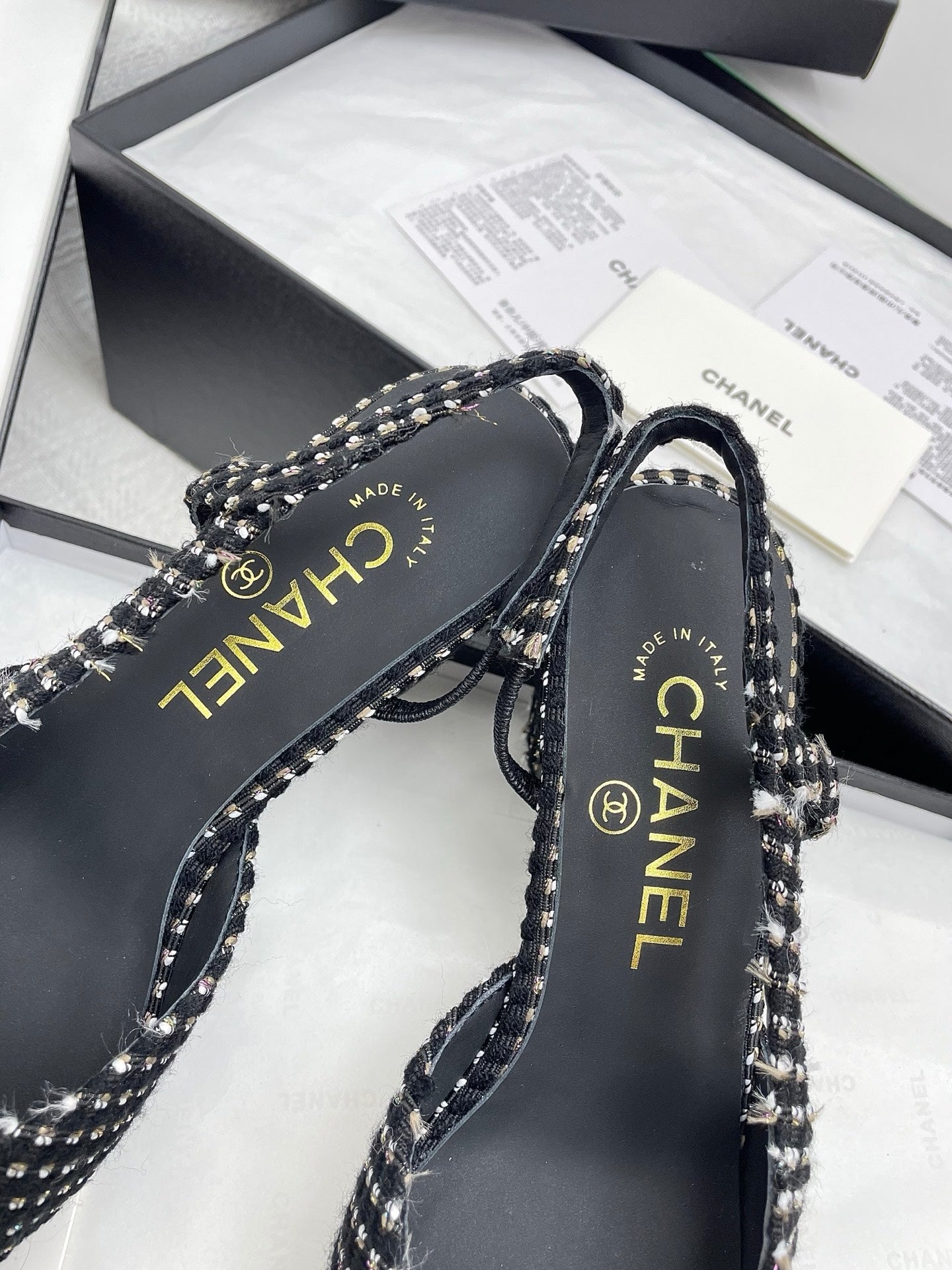 CC SLINGBACK 25S 65 MM IN BLACK TWEED AND FABRIC - 35