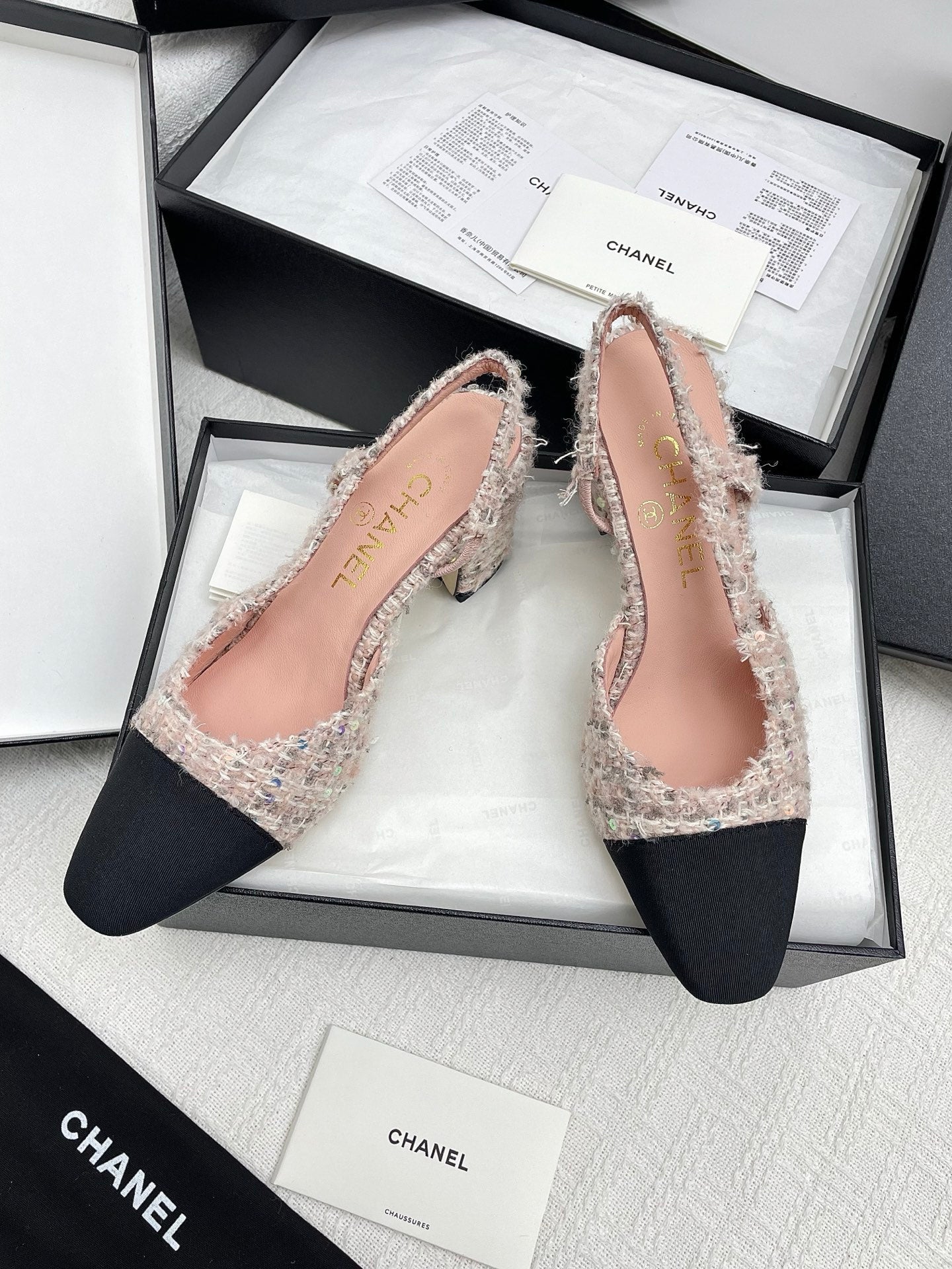 CC SLINGBACK 25S 65 MM IN LIGHT PINK TWEED - 35