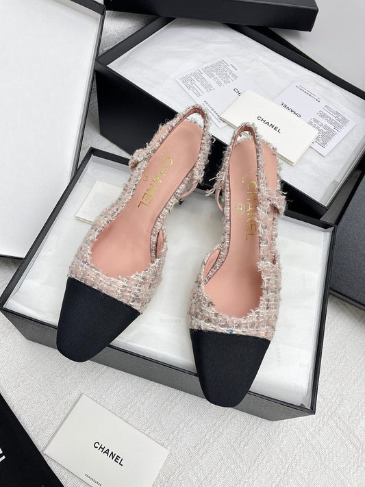 CC SLINGBACK 25S 65 MM IN LIGHT PINK TWEED - 35