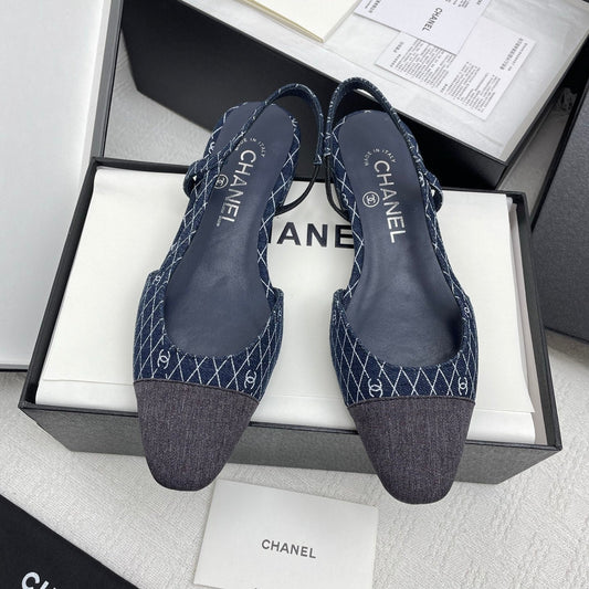 CC SLINGBACK 25S 25 ММ З ДЕНІМУ ВІЙСЬКОВО-МОРСЬКОГО КОЛЬОРУ В КЛІТИНКУ - 35
