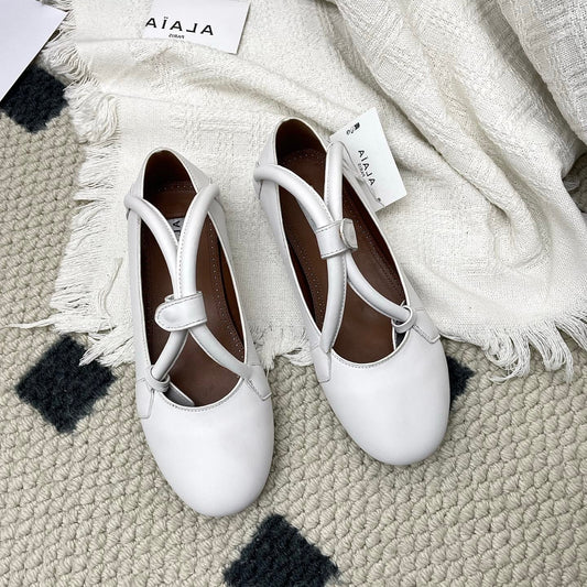 ALAIA 26S БАЛЕТКИ TECKEL З БІЛОЇ ТЕЛЯЧОЇ ШКІРИ