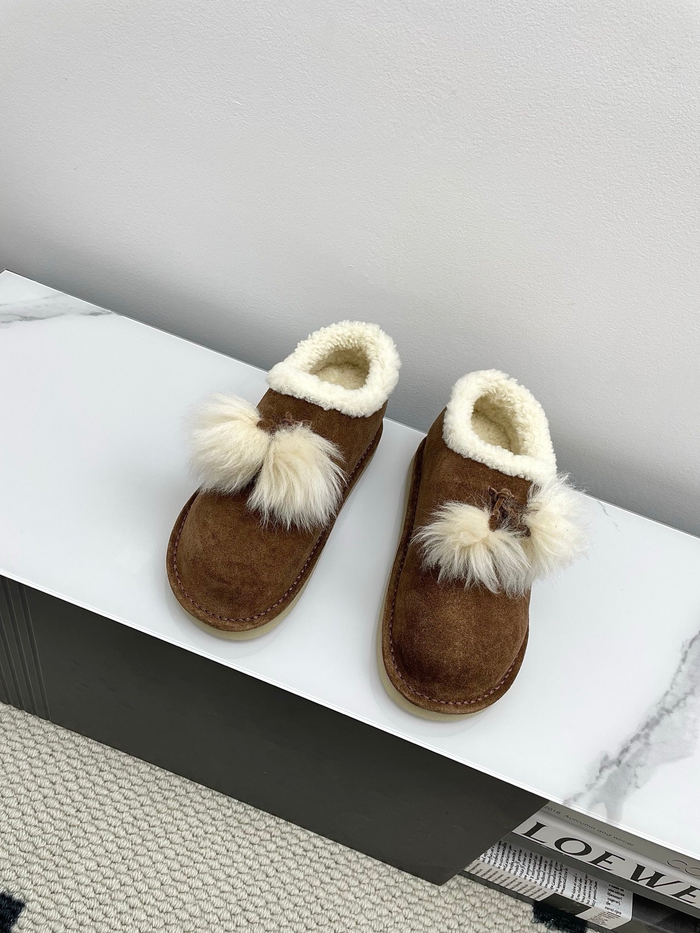 Черевики MIUMIU 26S ANKLE SHEARLING З ТЕМНО-КОРИЧНЕВОЇ ЗАМШІ