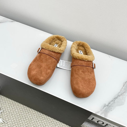 МЮЛІ ALAIA 26S З КОРИЧНЕВОЇ ЗАМШІ ТА ВОВНИ