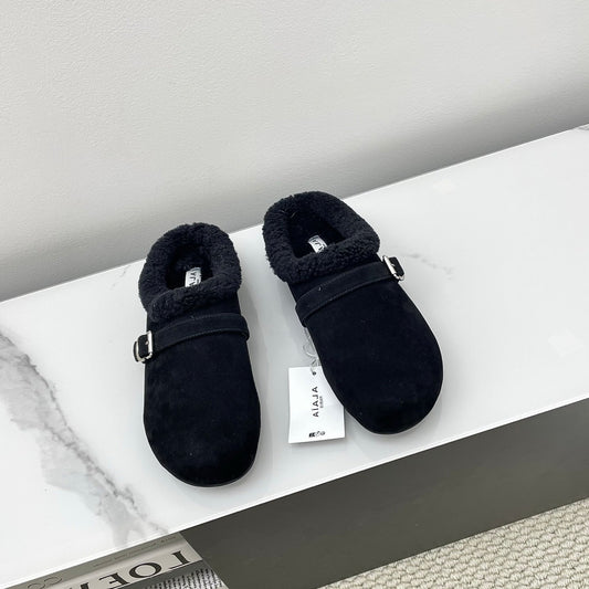 ALAIA 26S МЮЛІ З ЧОРНОЇ ЗАМШІ ТА ВОВНИ