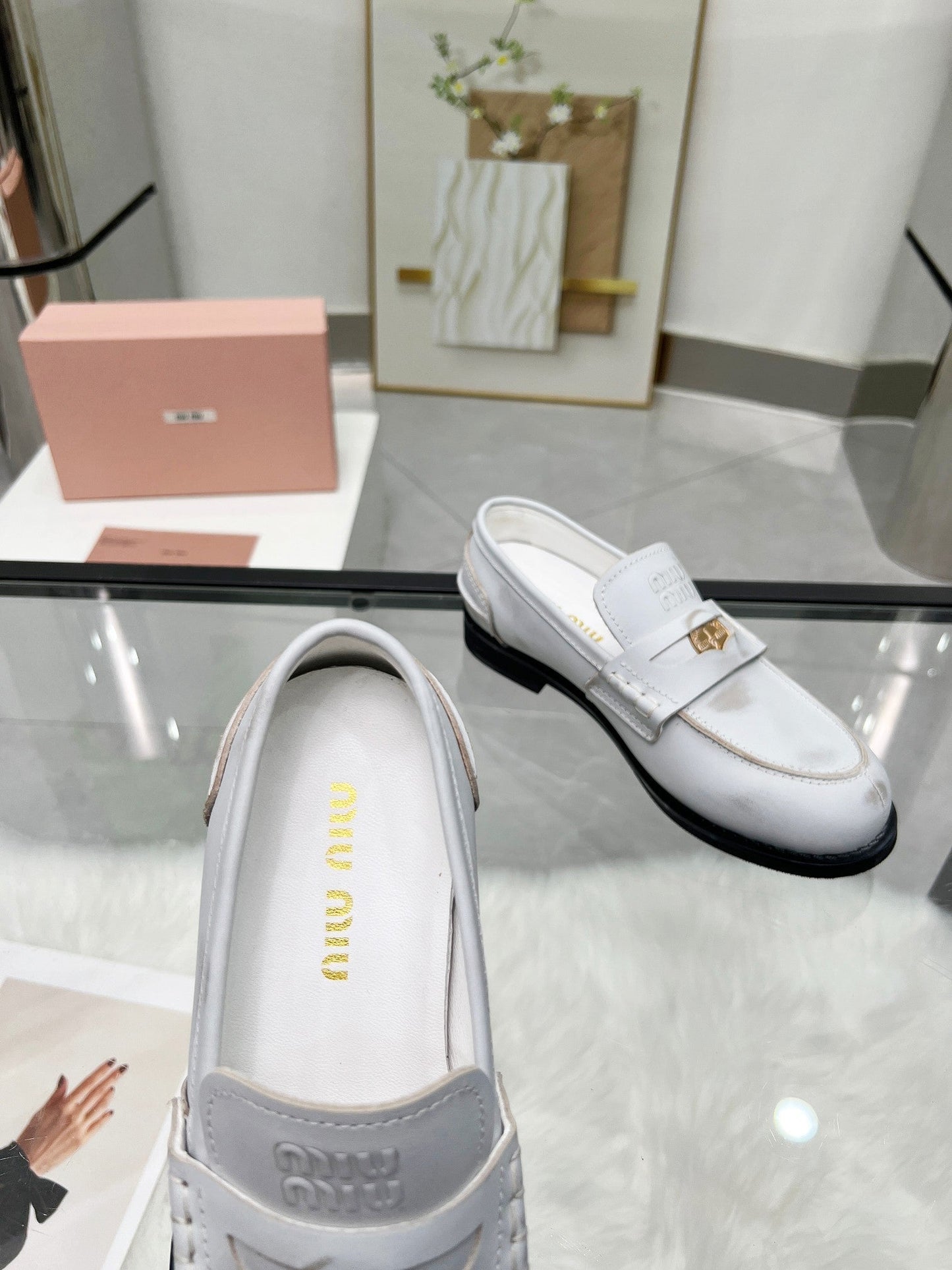PENNY LOAFERS IN WHITE BLEACHED CALFSKIN - 35
